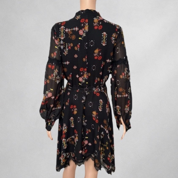 Derek Lam Dress 6 Floral Boho  100 % Silk Multicolor Long Sleeve PB - Picture 11 of 12